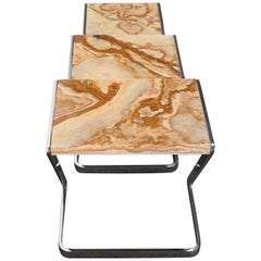 Nesting Tables aus Onyx und Edelstahl von Brueton, 1980er Jahre