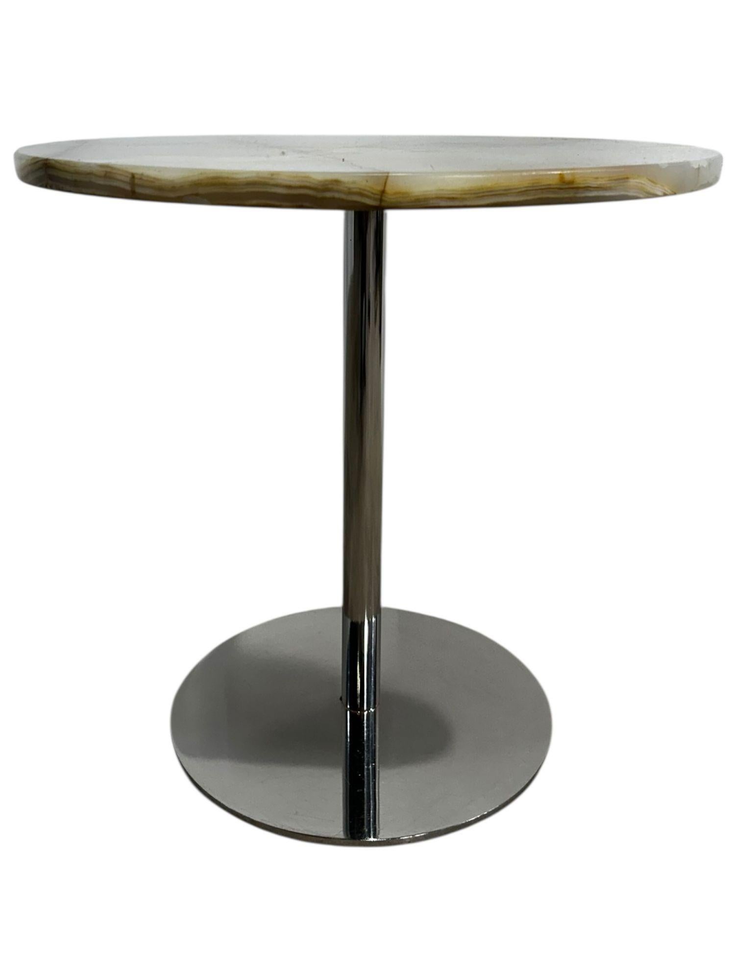 Onyx and Stainless Steel Side/End Table, 1970 (amerikanisch) im Angebot