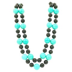 Vintage Onyx and Turquoise Bead Necklace