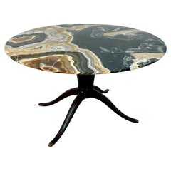 Onyx and Wood Pedestal Table, 1970s