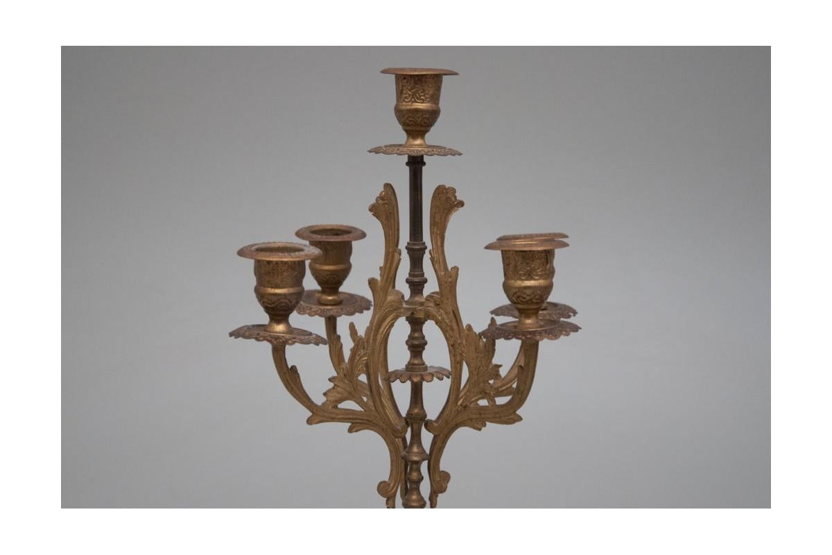 Onyx Antique Clock with Two Candelabras, France, circa 1900 1