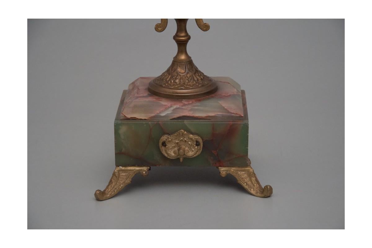 Onyx Antique Clock with Two Candelabras, France, circa 1900 2