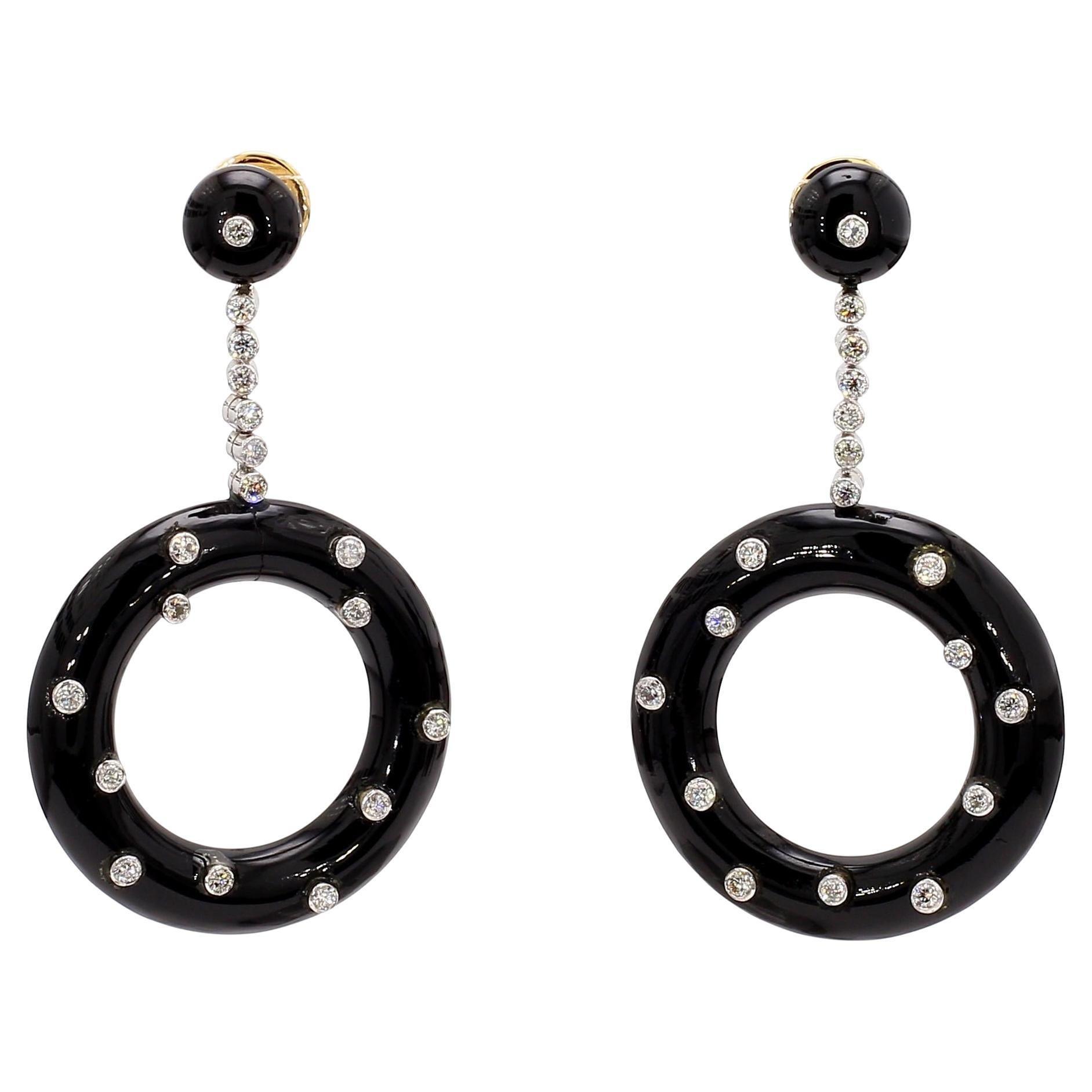 Onyx Art Deco Earrings For Sale