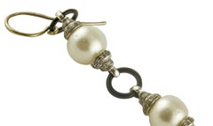 Onyx Australian Pearls Diamonds White Gold Earrings