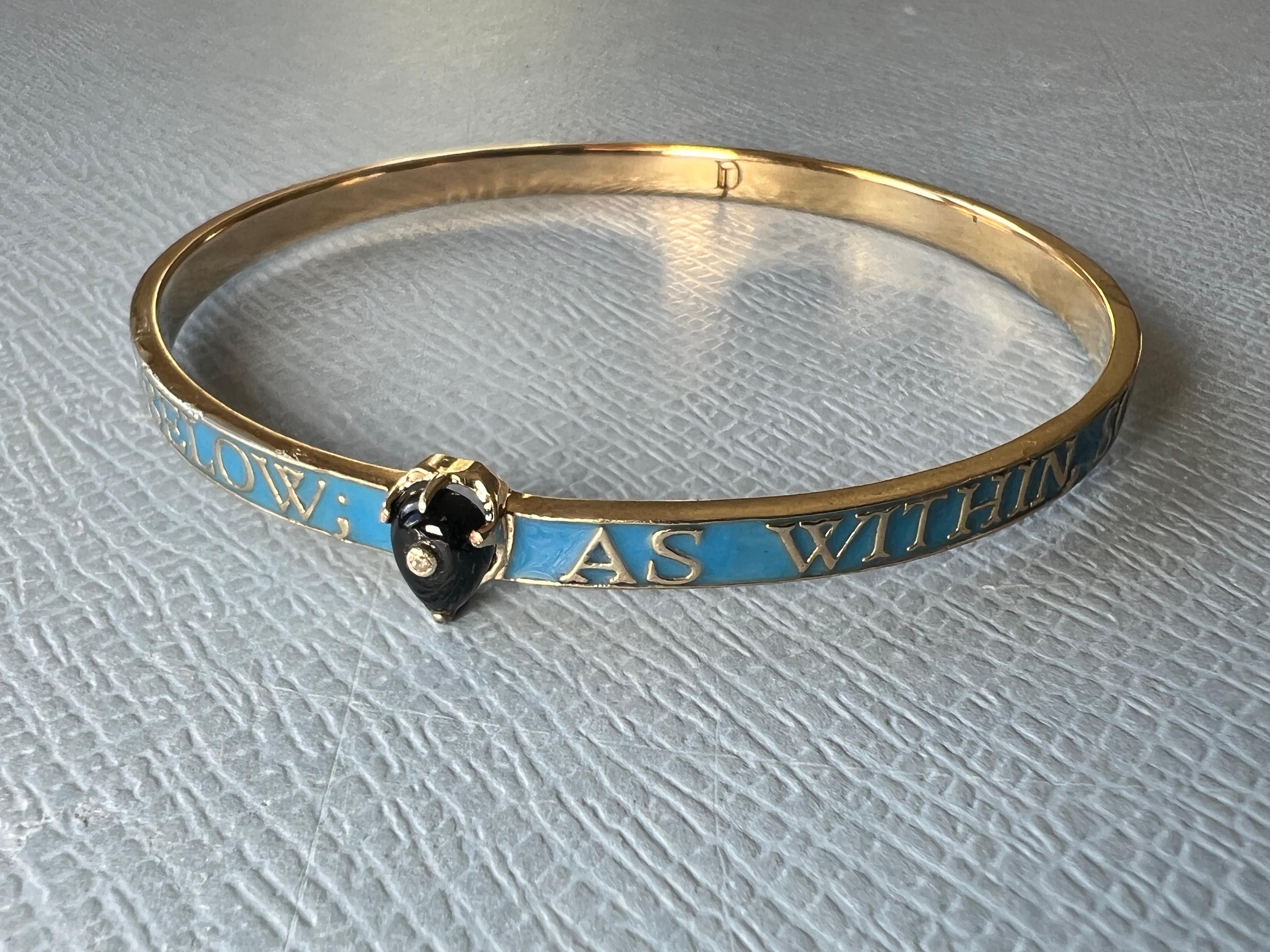 Bangle in onice con smalto blu e diamante in vendita 6