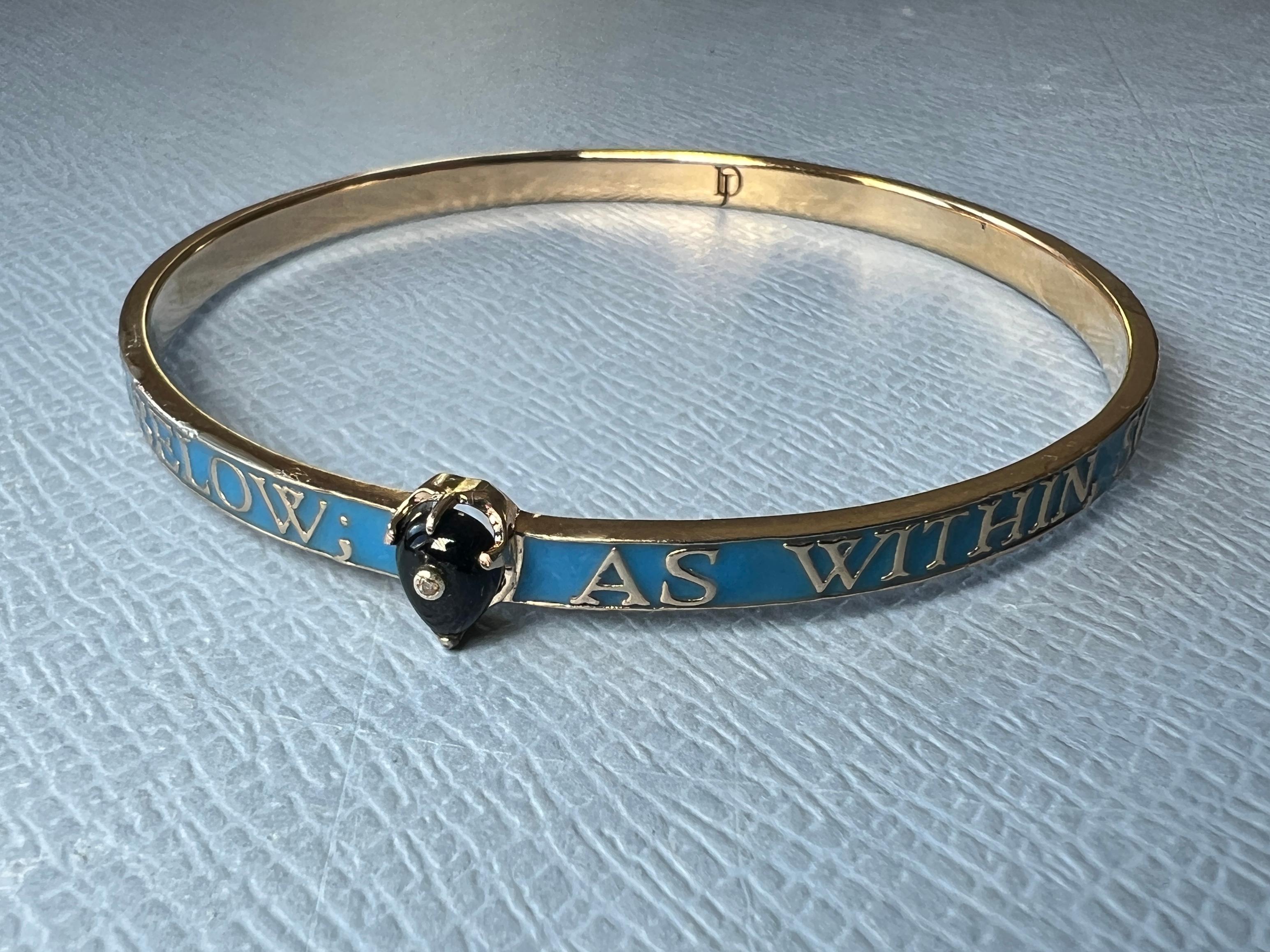 Bangle in onice con smalto blu e diamante in vendita 3