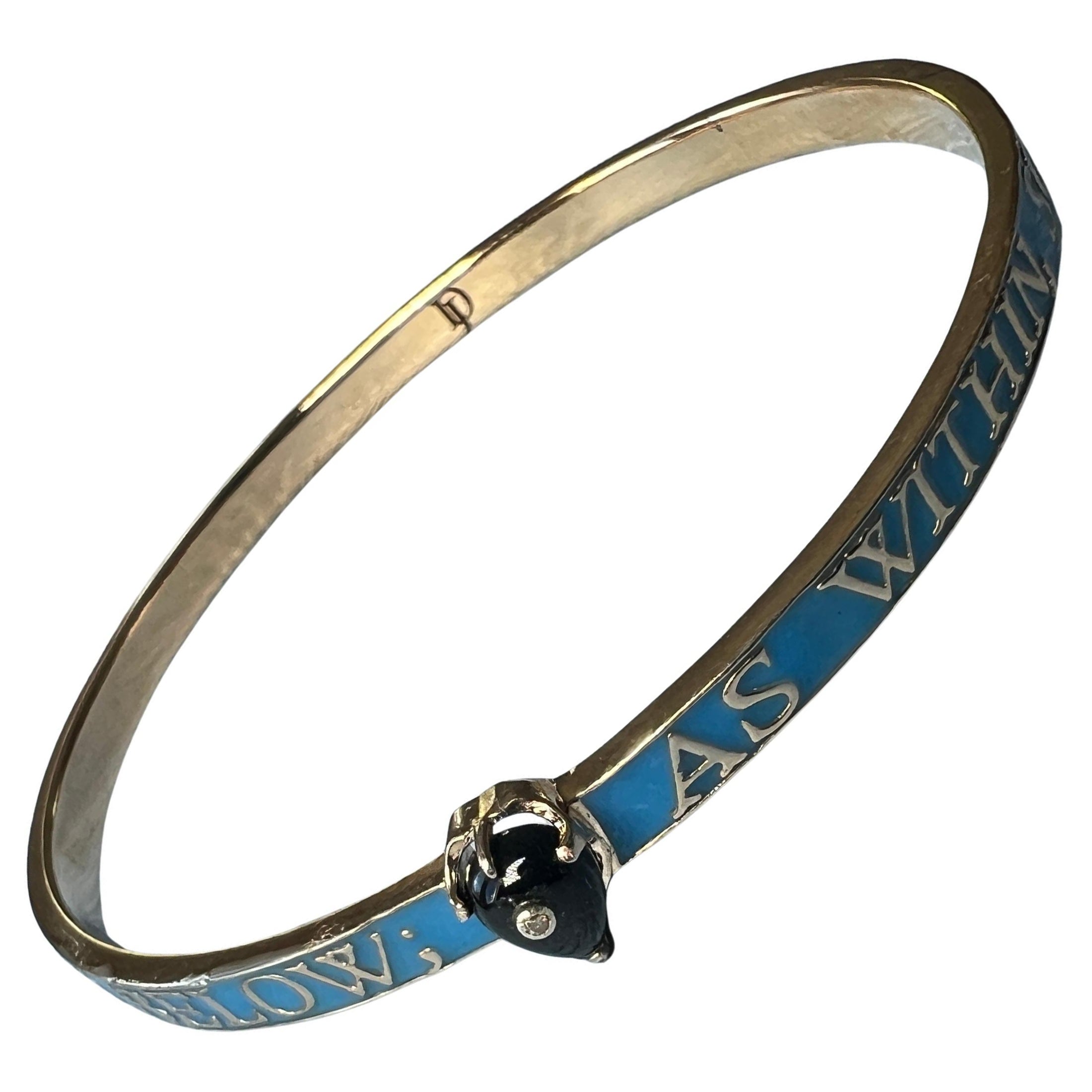 Bangle in onice con smalto blu e diamante in vendita
