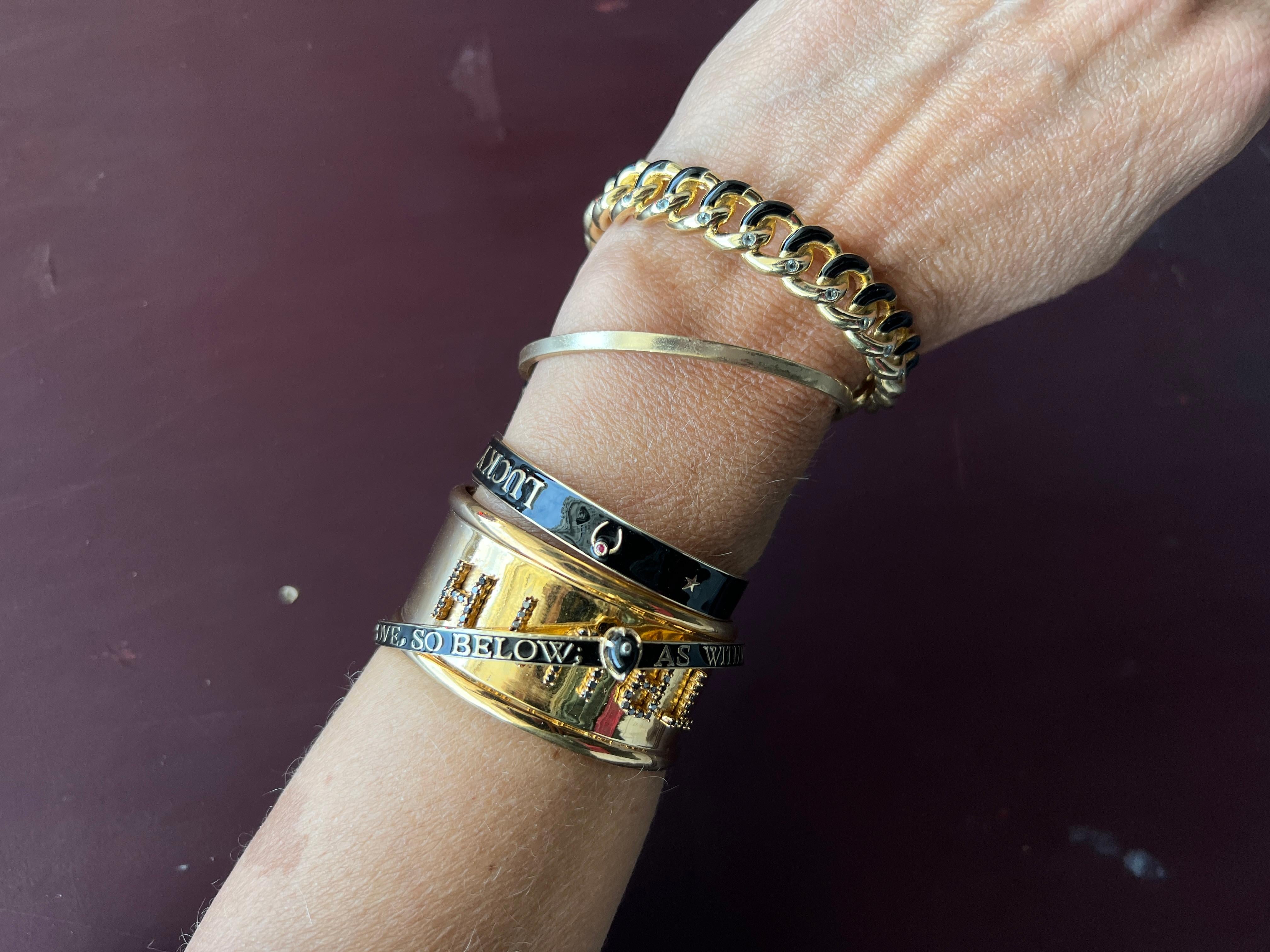 Bracciale Bangle Smalto Nero Onice Diamante in vendita 5