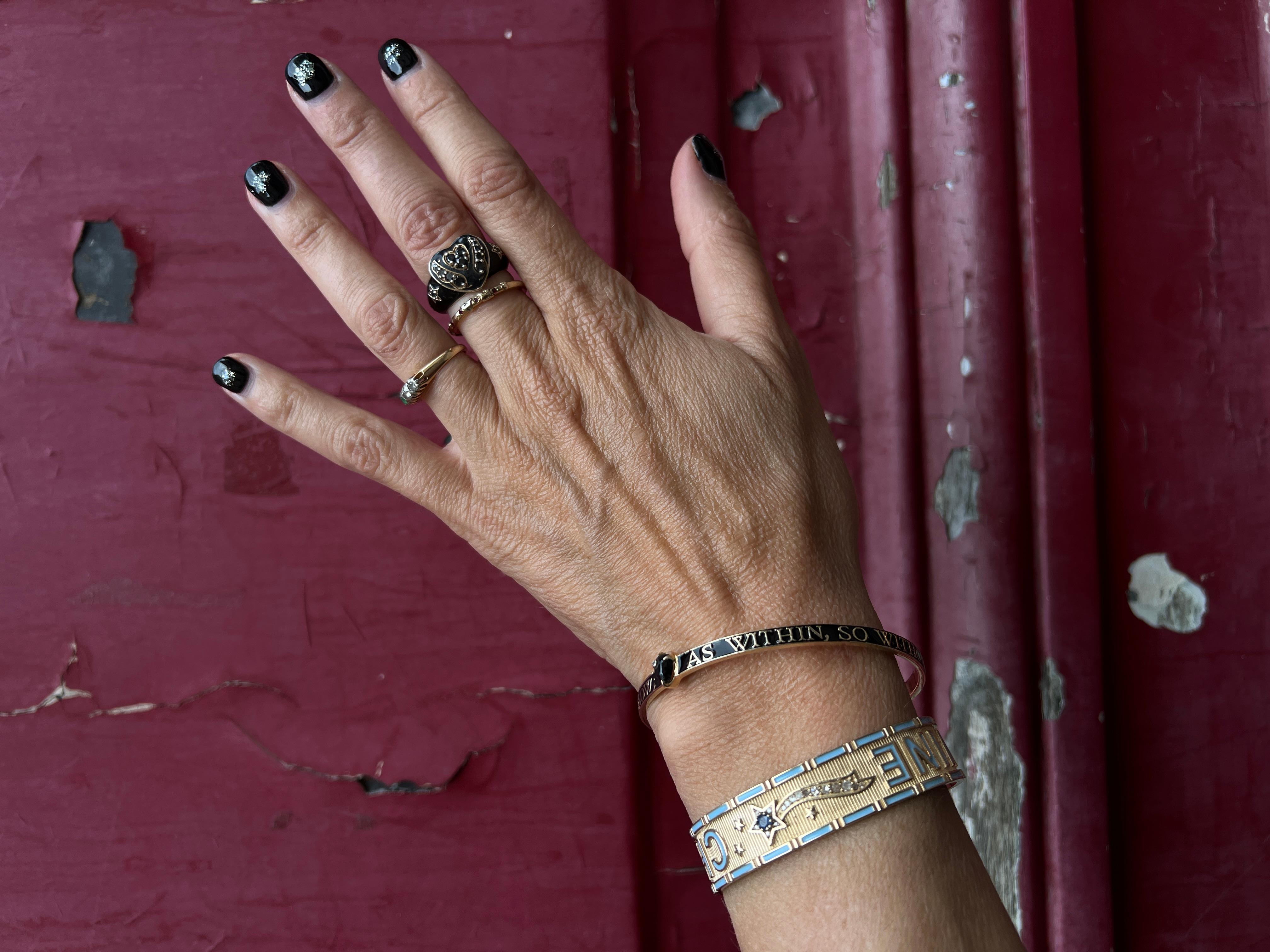 Bracciale Bangle Smalto Nero Onice Diamante in vendita 6