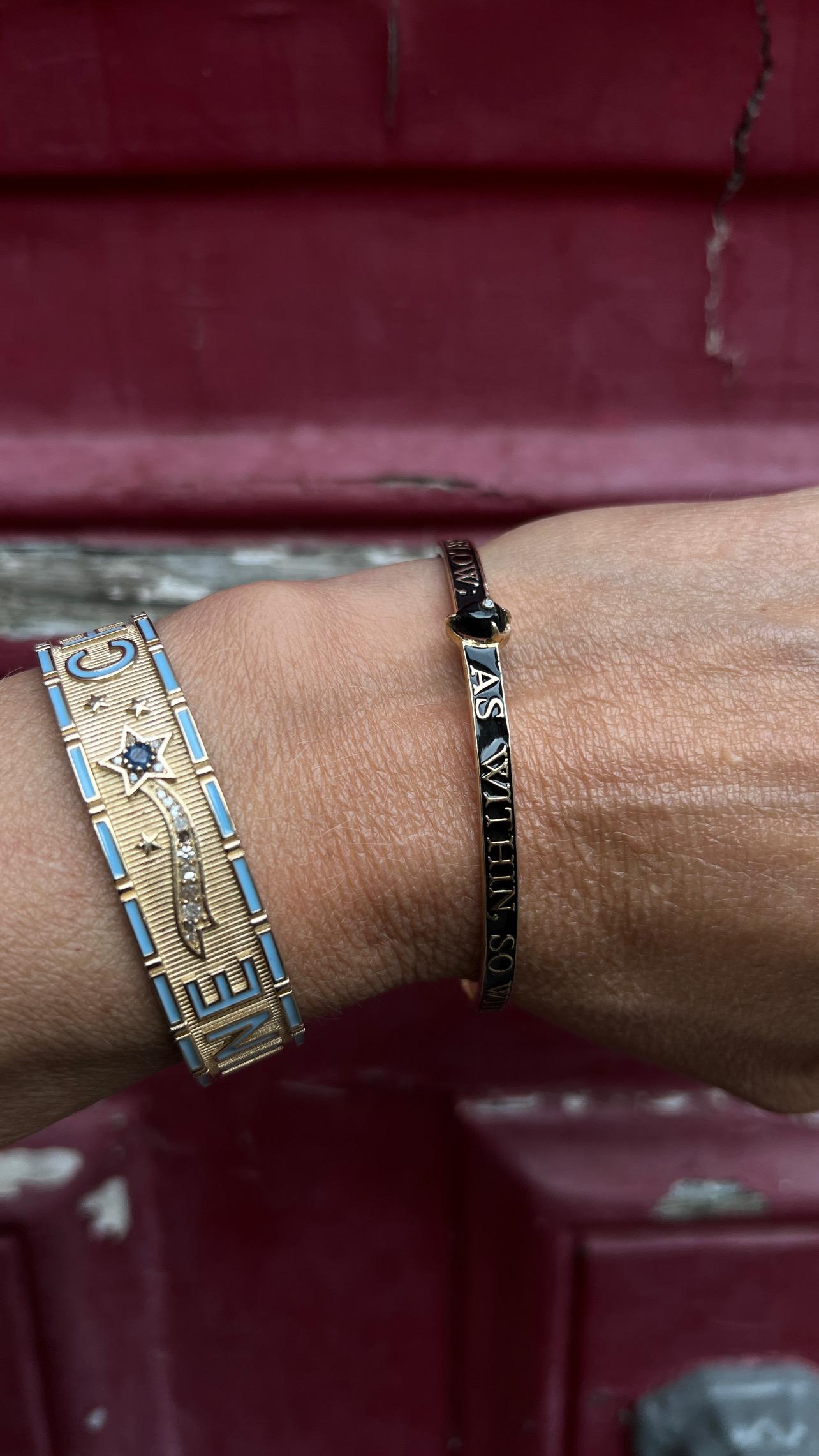 Bracciale Bangle Smalto Nero Onice Diamante in vendita 7