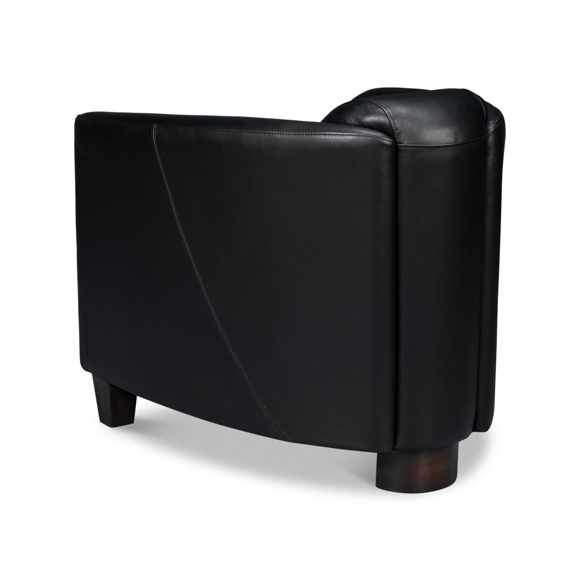Onyx Club Chair aus schwarzem Leder im Zustand „Neu“ im Angebot in Westwood, NJ