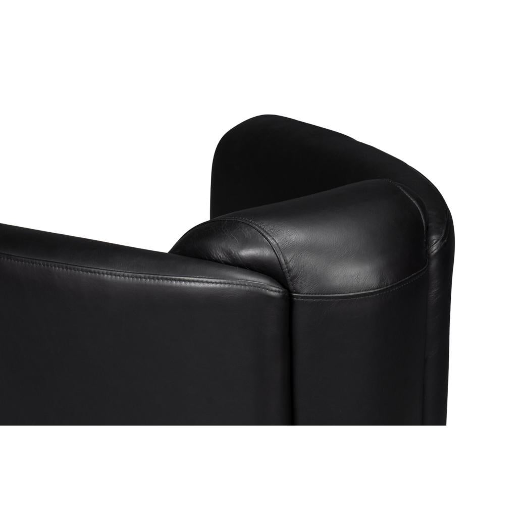 Onyx Black Leather Club Chair For Sale 1