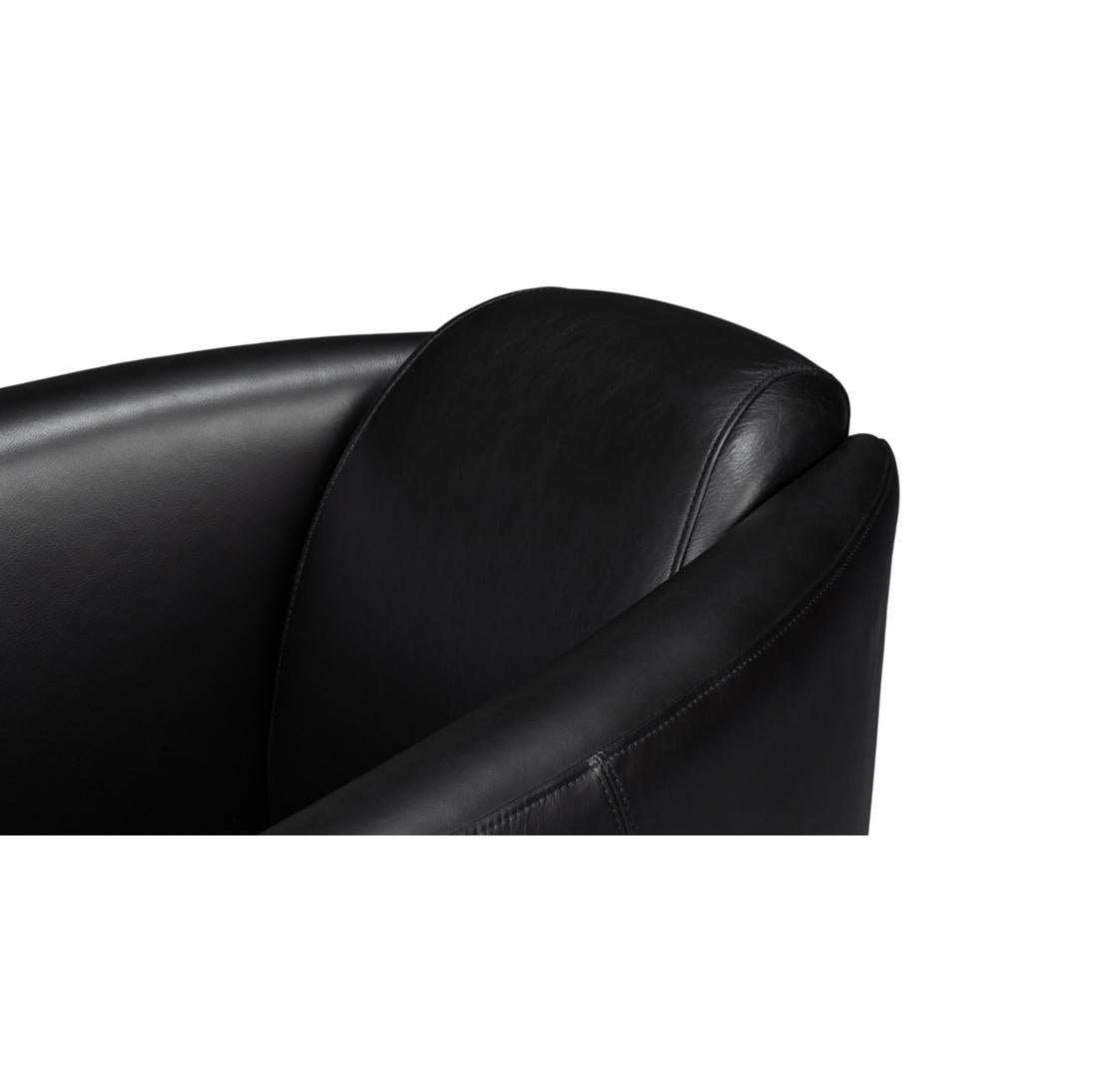 Onyx Club Chair aus schwarzem Leder im Angebot 2