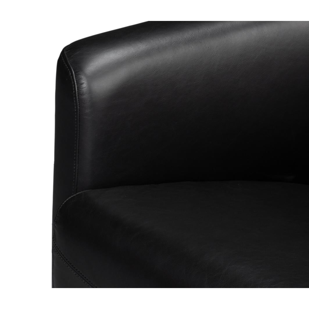 Onyx Black Leather Club Chair For Sale 3