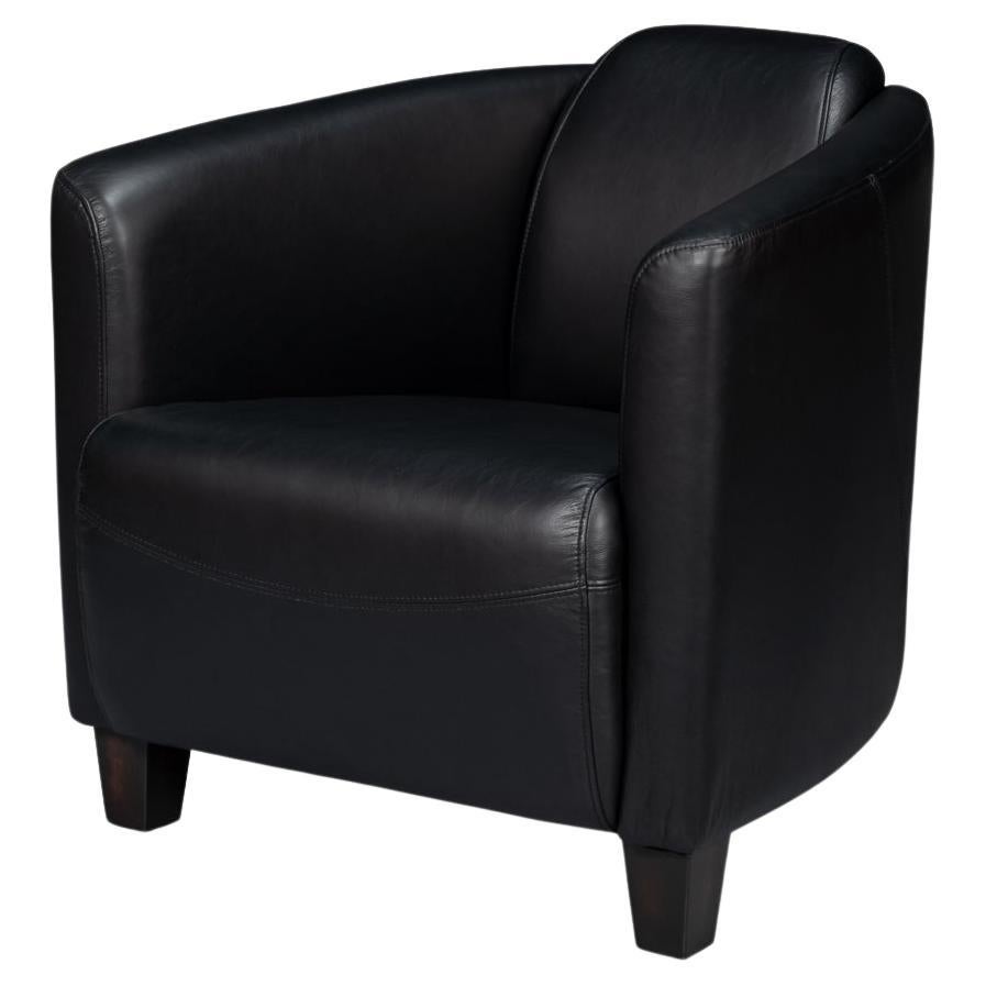 Onyx Black Leather Club Chair For Sale