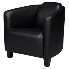 Onyx Black Leather Club Chair