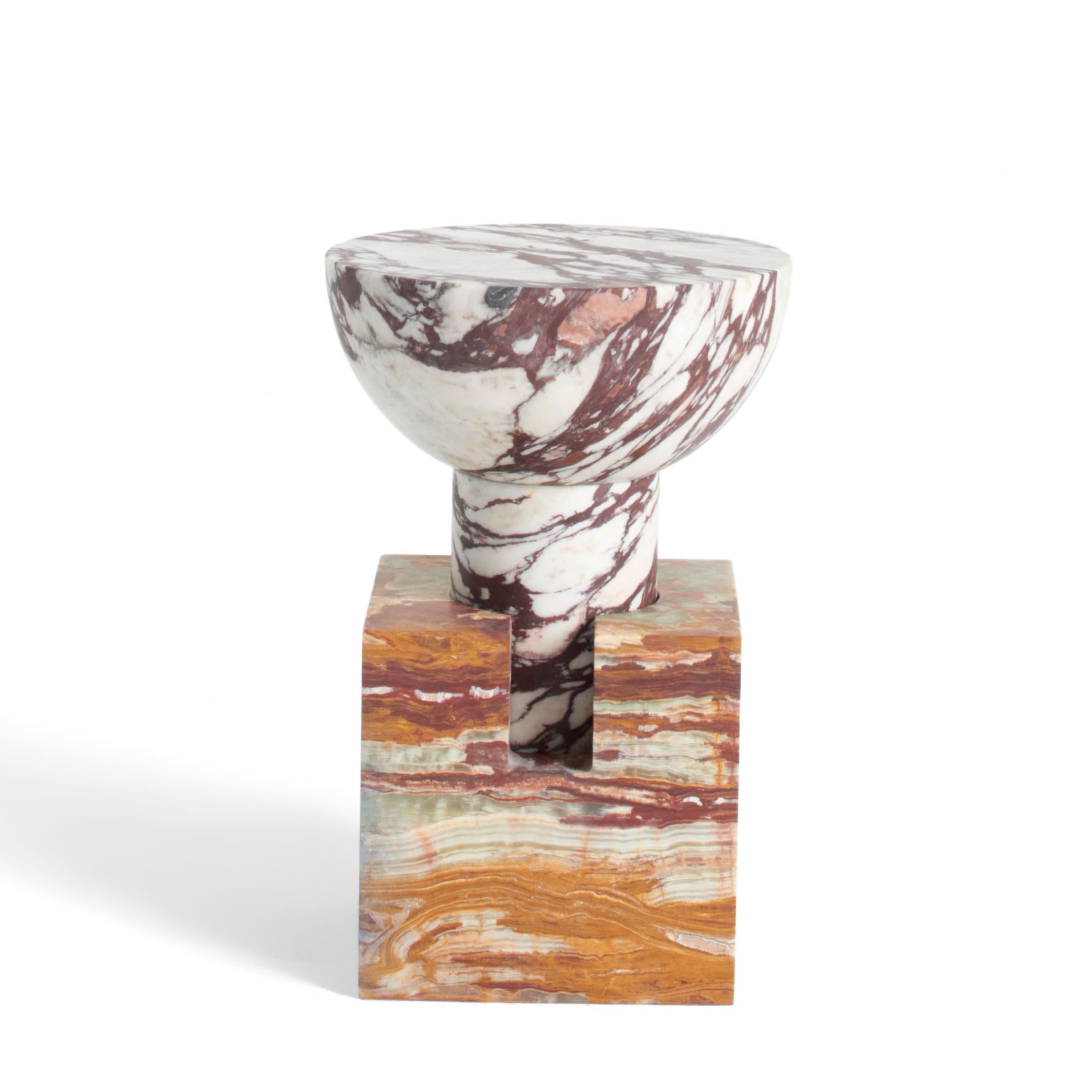 Onyx Block Side Table by Anna Karlin
Dimensions: ? 30.4 x 23.5 x 45.7 cm
Materials: Marble

Born in London, Anna attended Central St. Martins School and Glasgow School of Art. Trained in visual communication, she is a self-taught product