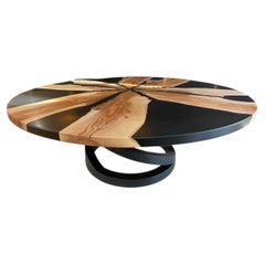 Onyx Bois Déchiré Sculptural Circular Dining Table by Meubles Thouret