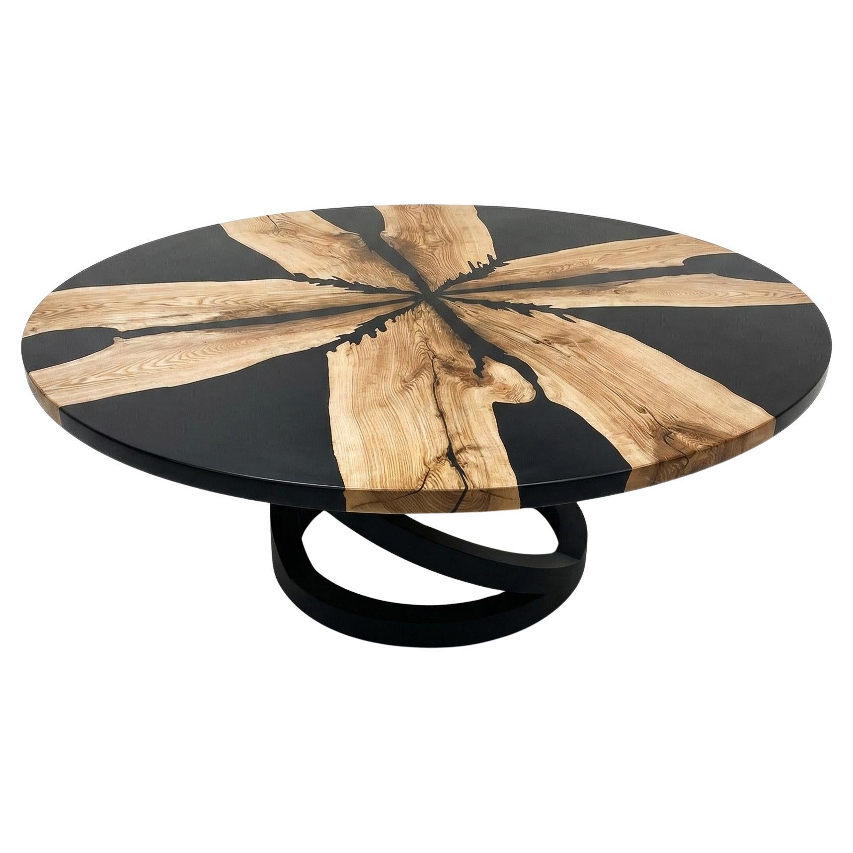 Onyx Bois Déchiré Sculptural Circular Dining Table by Meubles Thouret