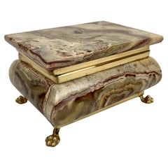 Onyx Box, Bombe Shaped Hinge Top with Lion's Paw Feet