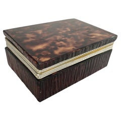 Onyx Box Decorative or Jewelry Box Brown Color Made in Italy circa 1970