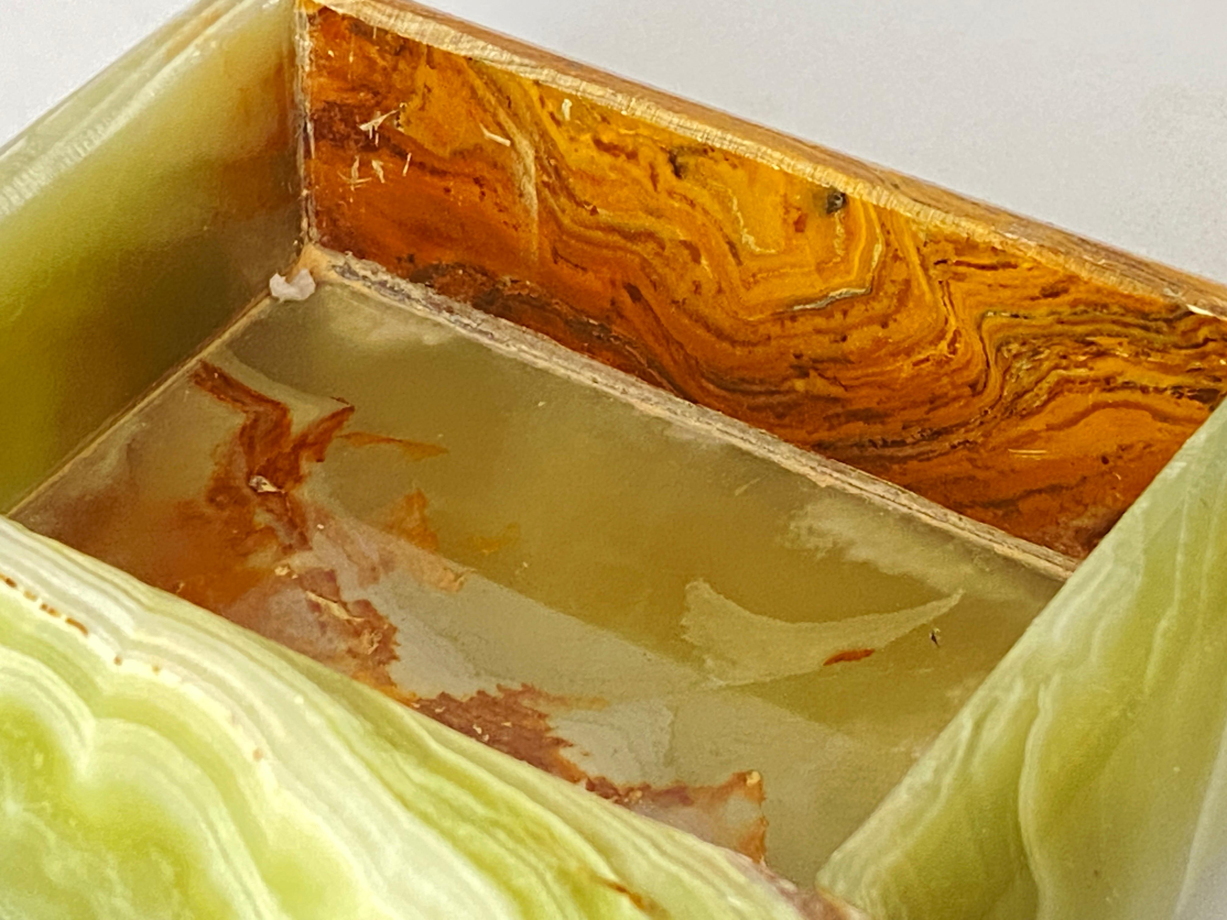 Italian Onyx Box, Decorative, or Jewelry Box Green, Made in Italy, circa 1970