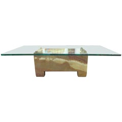 Onyx, Brass and Glass Coffee Table