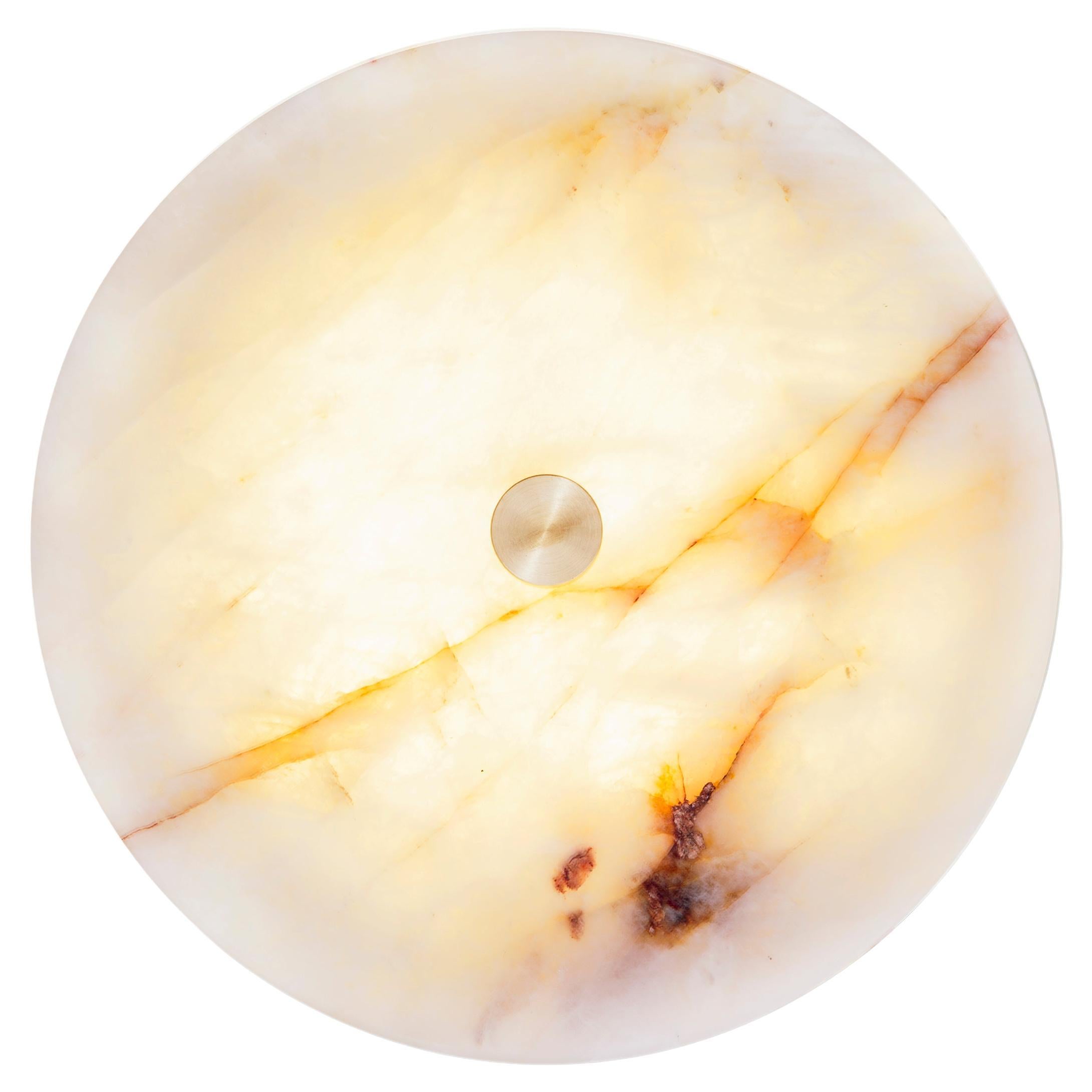 Onyx Wandleuchte aus Messing, weiß-braunes transluzides Kristallgestein, zeitgenössisch im Angebot