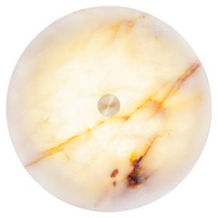 Onyx brass wall sconce lamp, white brown translucide rock cristal, contemporary