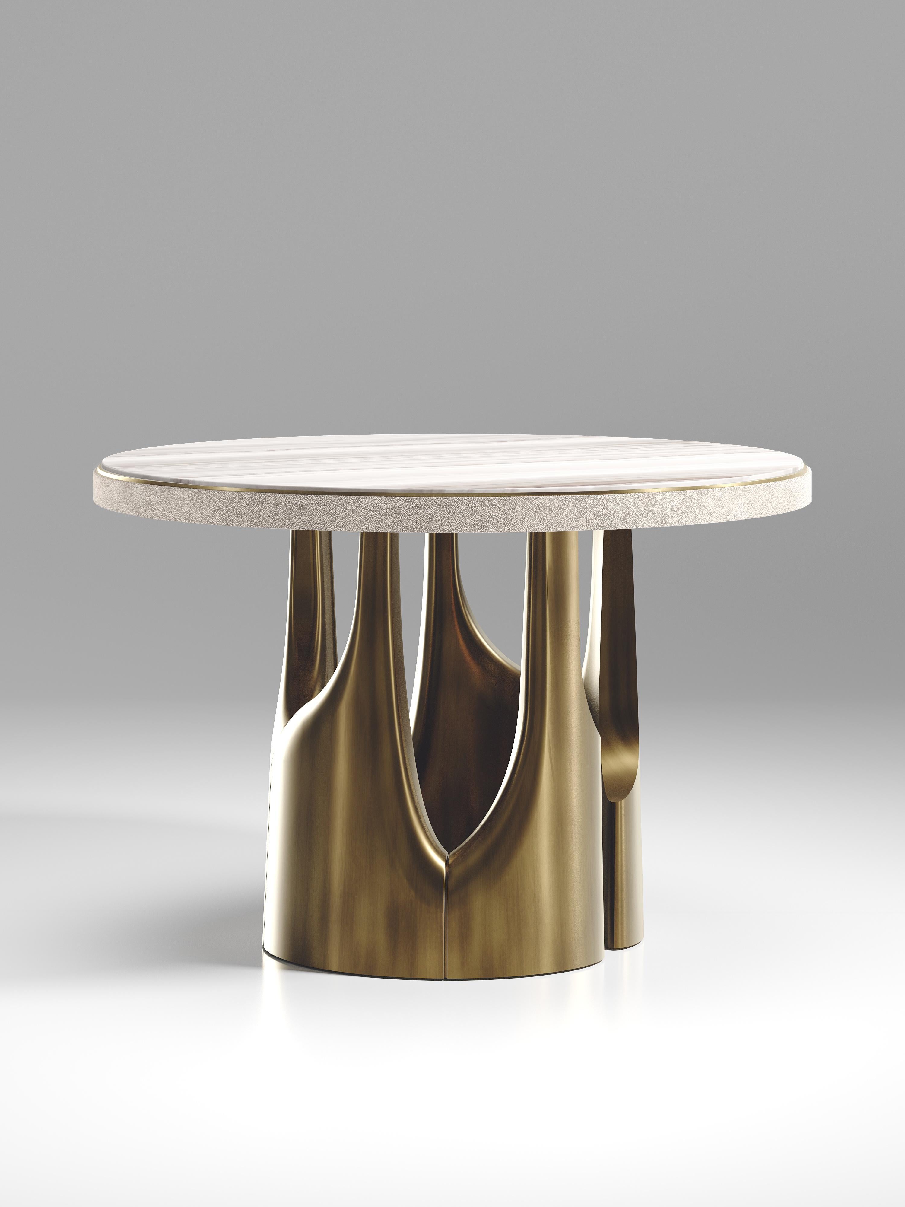 French Onyx Breakfast Table with Bronze-Patina Brass Accents by R&Y Augousti For Sale