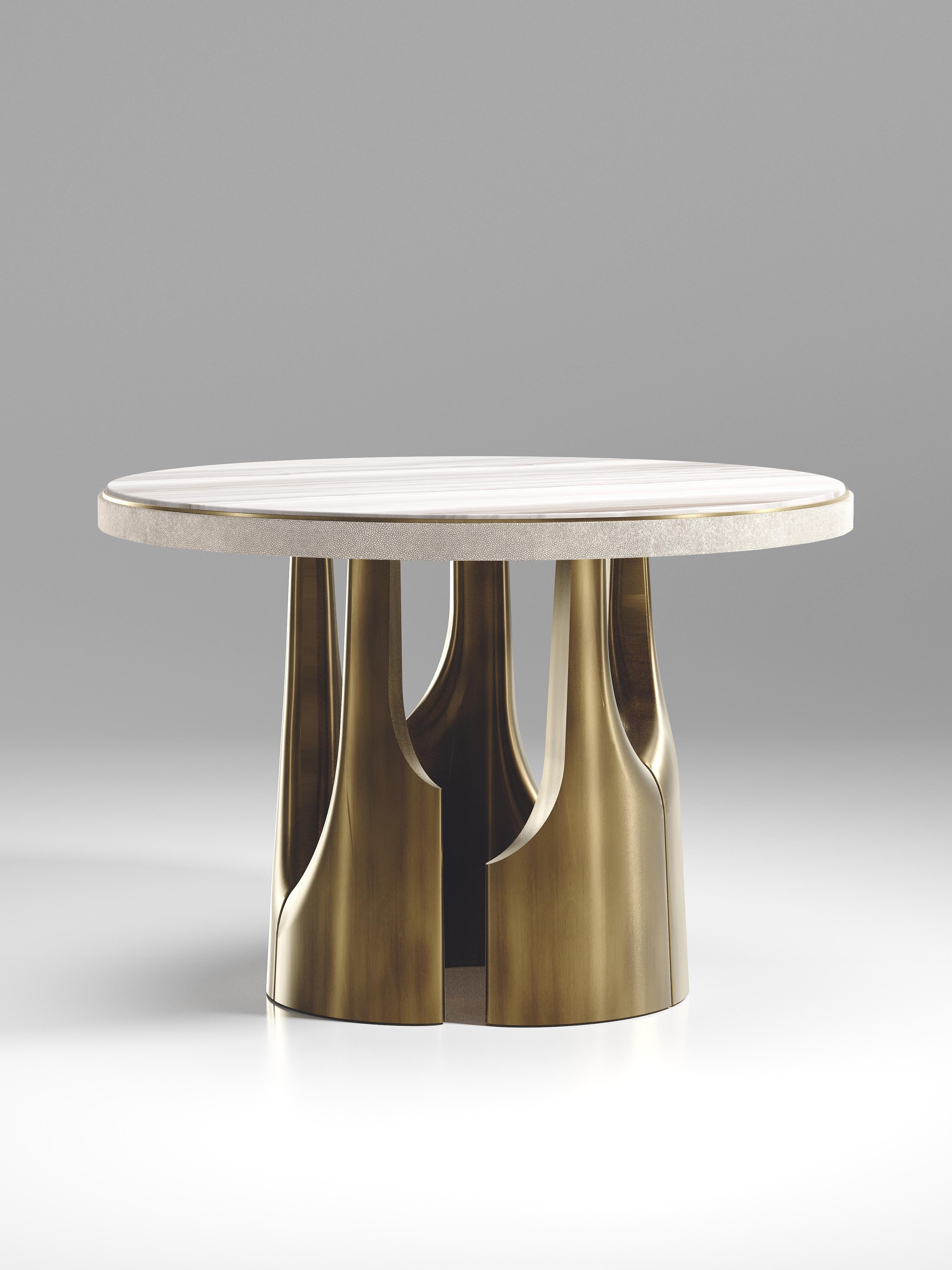 Hand-Crafted Onyx Breakfast Table with Bronze-Patina Brass Accents by R&Y Augousti For Sale