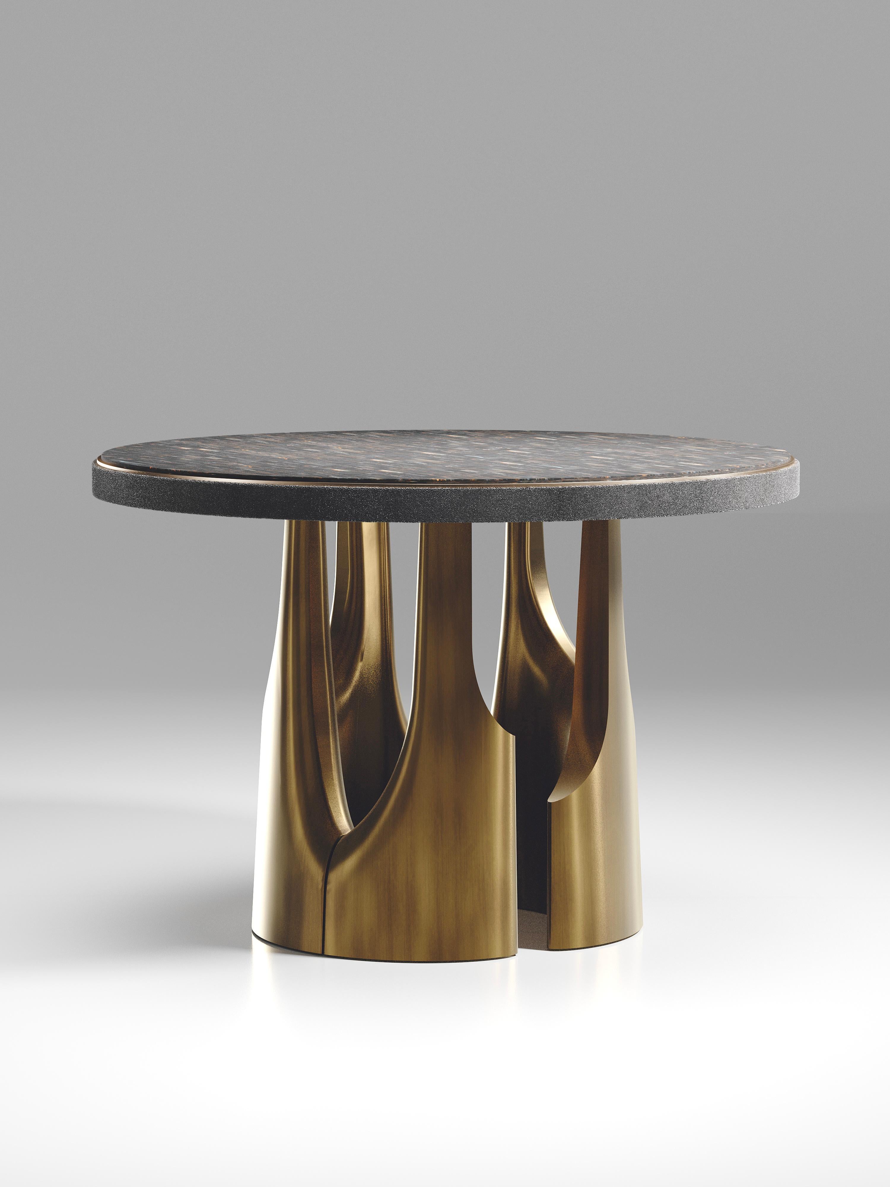 Table de petit déjeuner en onyx avec accents en bronze-patina et laiton de R&Y Augousti Neuf - En vente à New York, NY