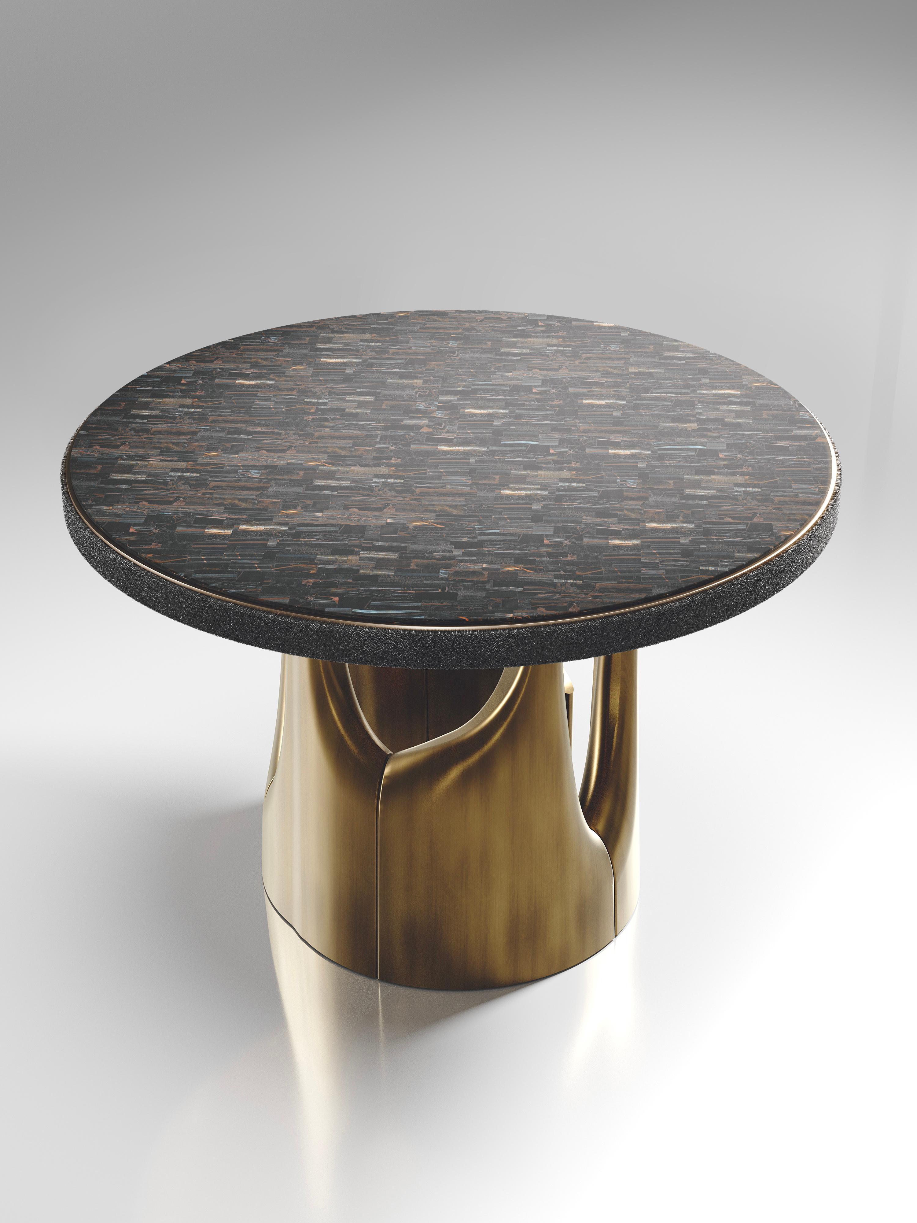 Onyx Breakfast Table with Bronze-Patina Brass Accents by R&Y Augousti For Sale 1