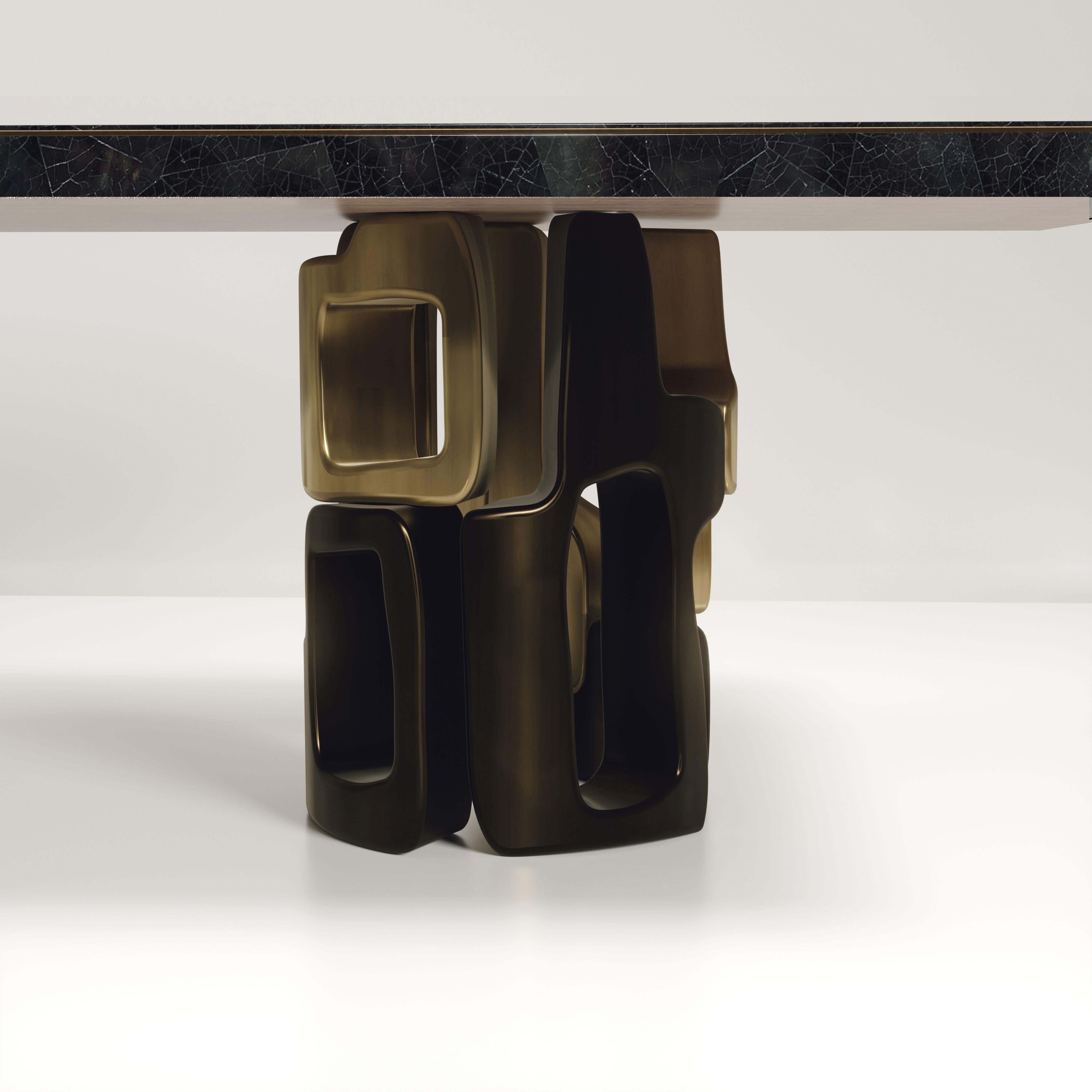 Onyx Breakfast Table with Bronze Patina Brass Details by Kifu Paris For Sale 11
