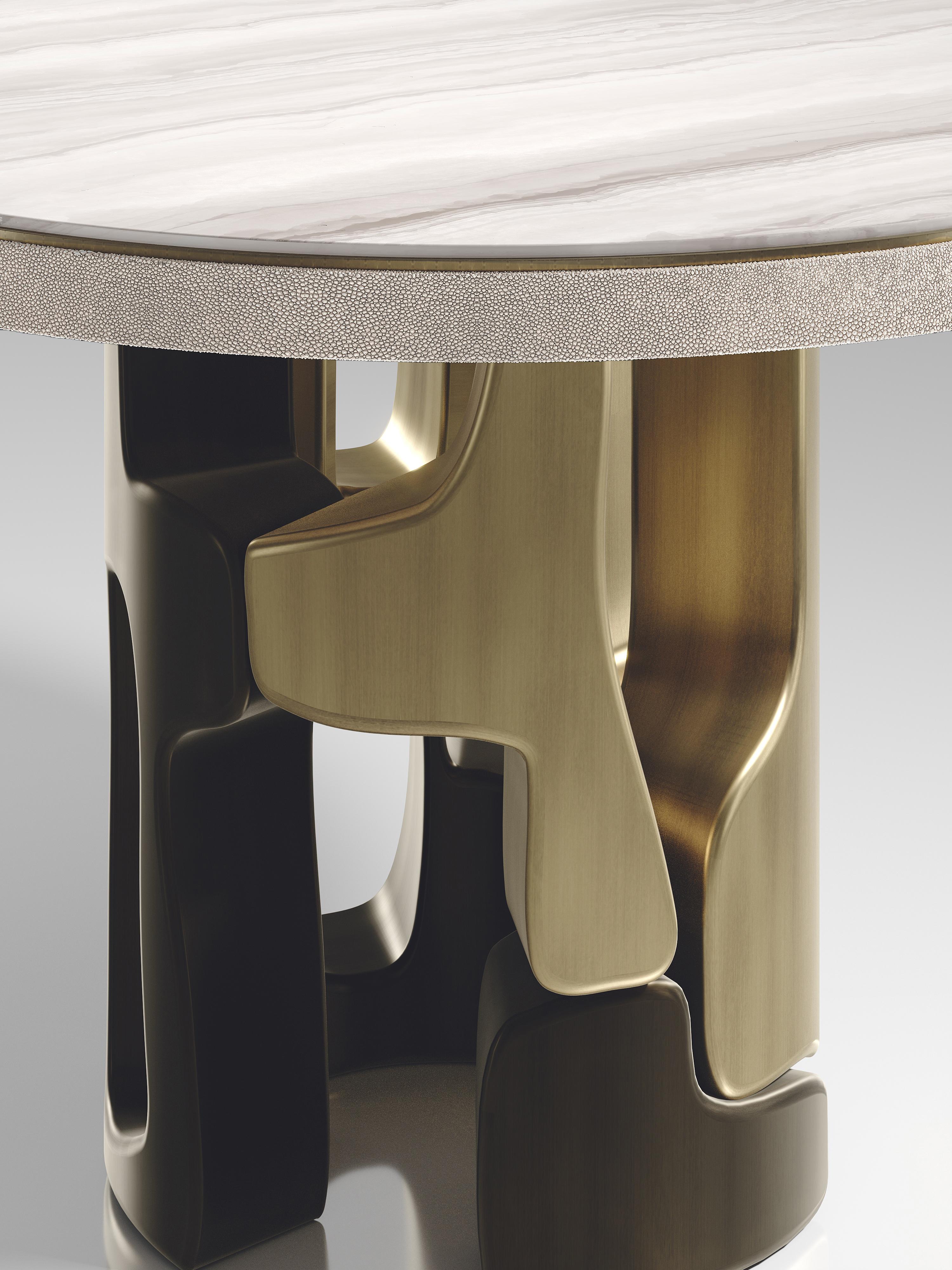 French Onyx Breakfast Table with Bronze Patina Brass Details by Kifu Paris For Sale