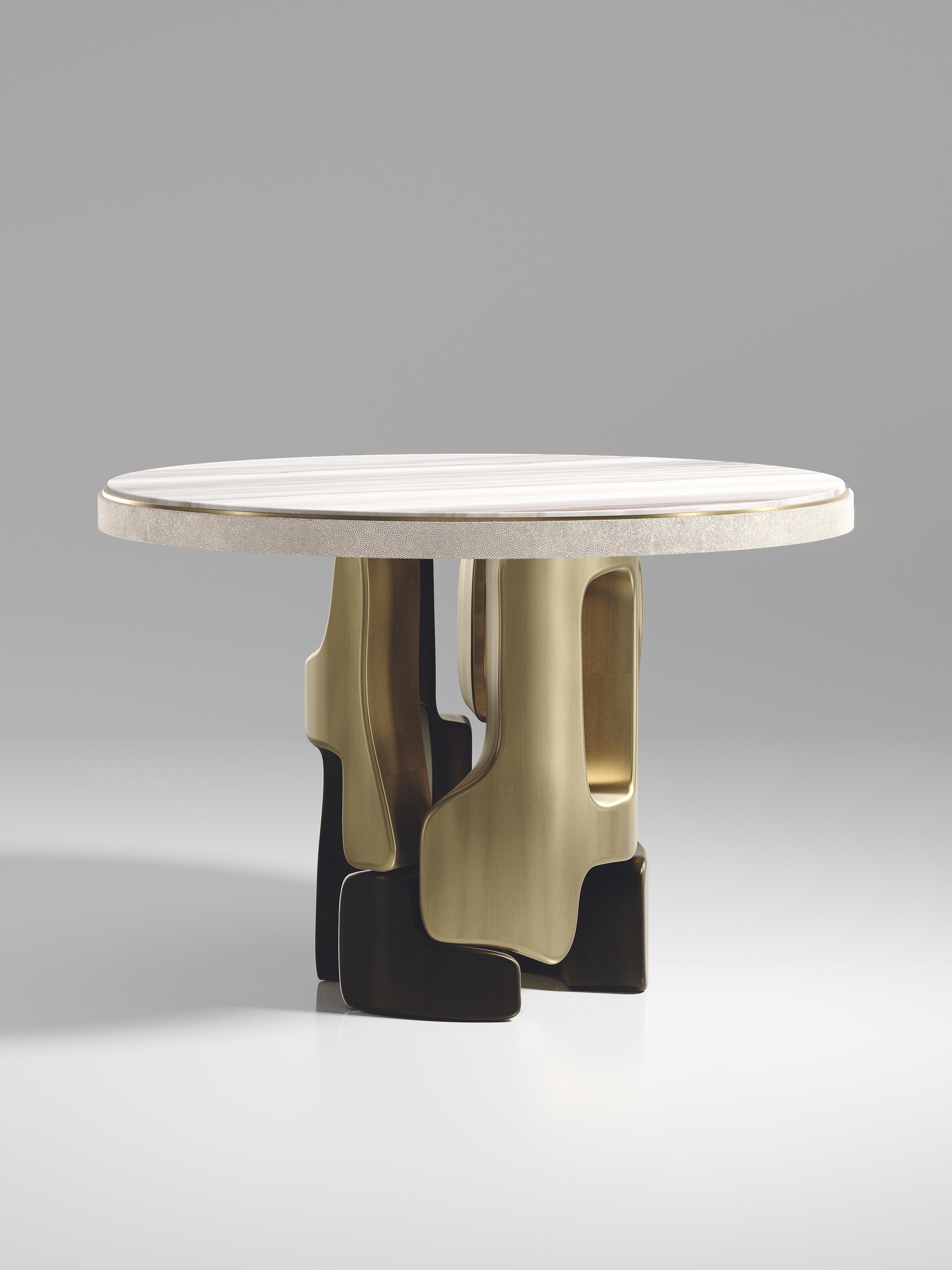 Inlay Onyx Breakfast Table with Bronze Patina Brass Details by Kifu Paris For Sale