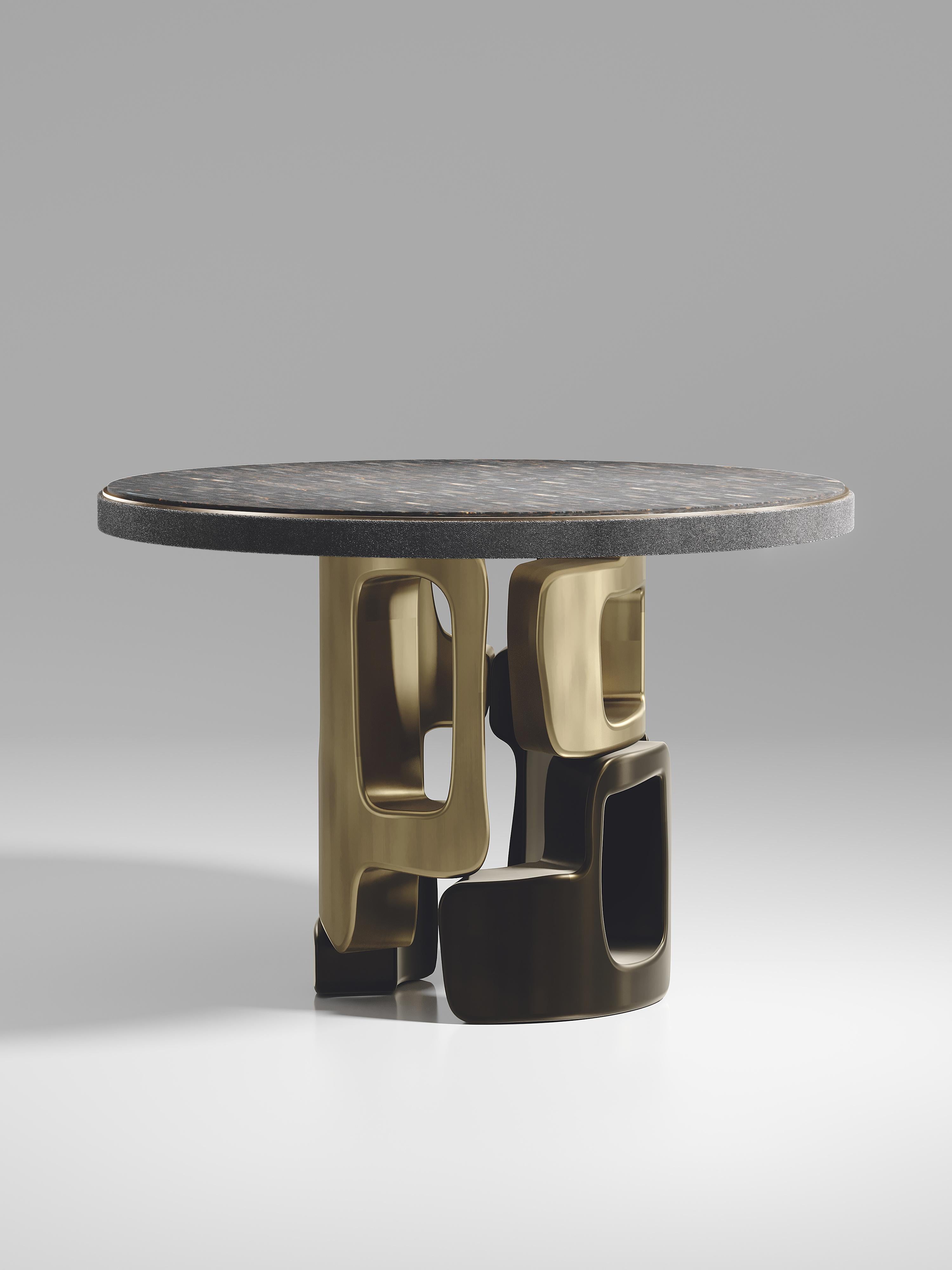Onyx Breakfast Table with Bronze Patina Brass Details by Kifu Paris For Sale 1