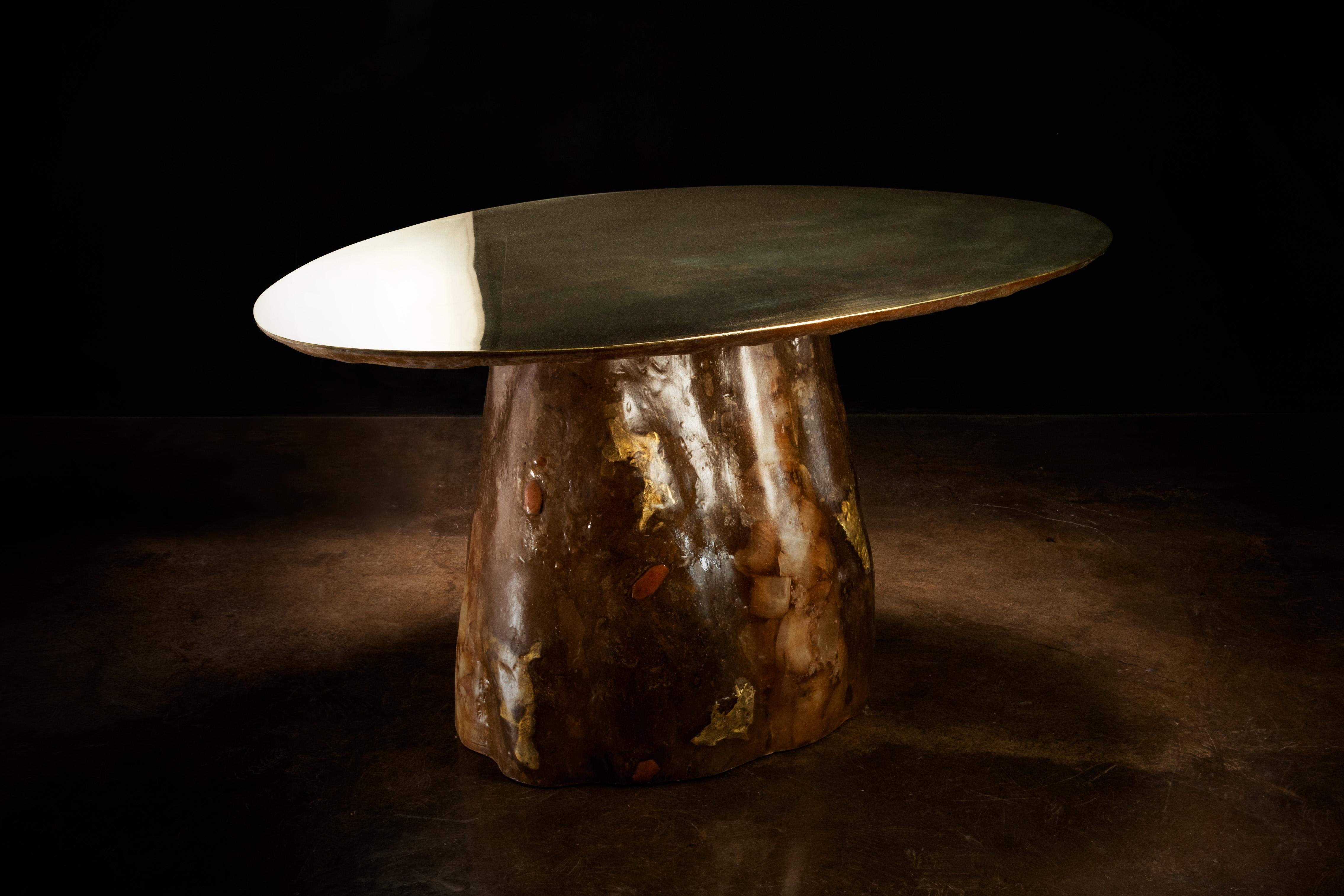 XXIe siècle et contemporain Table basse en onyx, bronze, fibre de verre et grenades de Costantini, Tavola 25 en vente