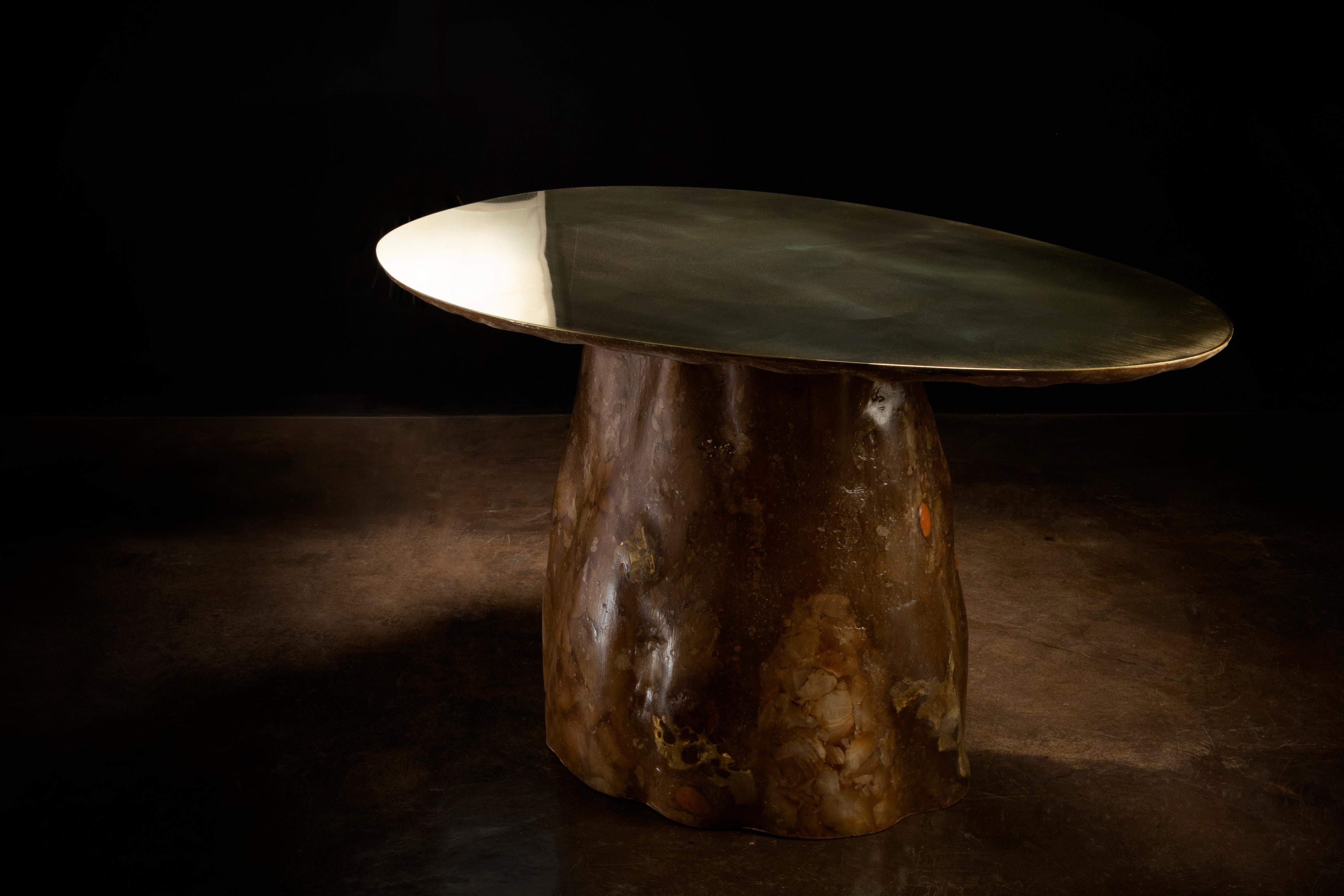 Bronze Table basse en onyx, bronze, fibre de verre et grenades de Costantini, Tavola 25 en vente