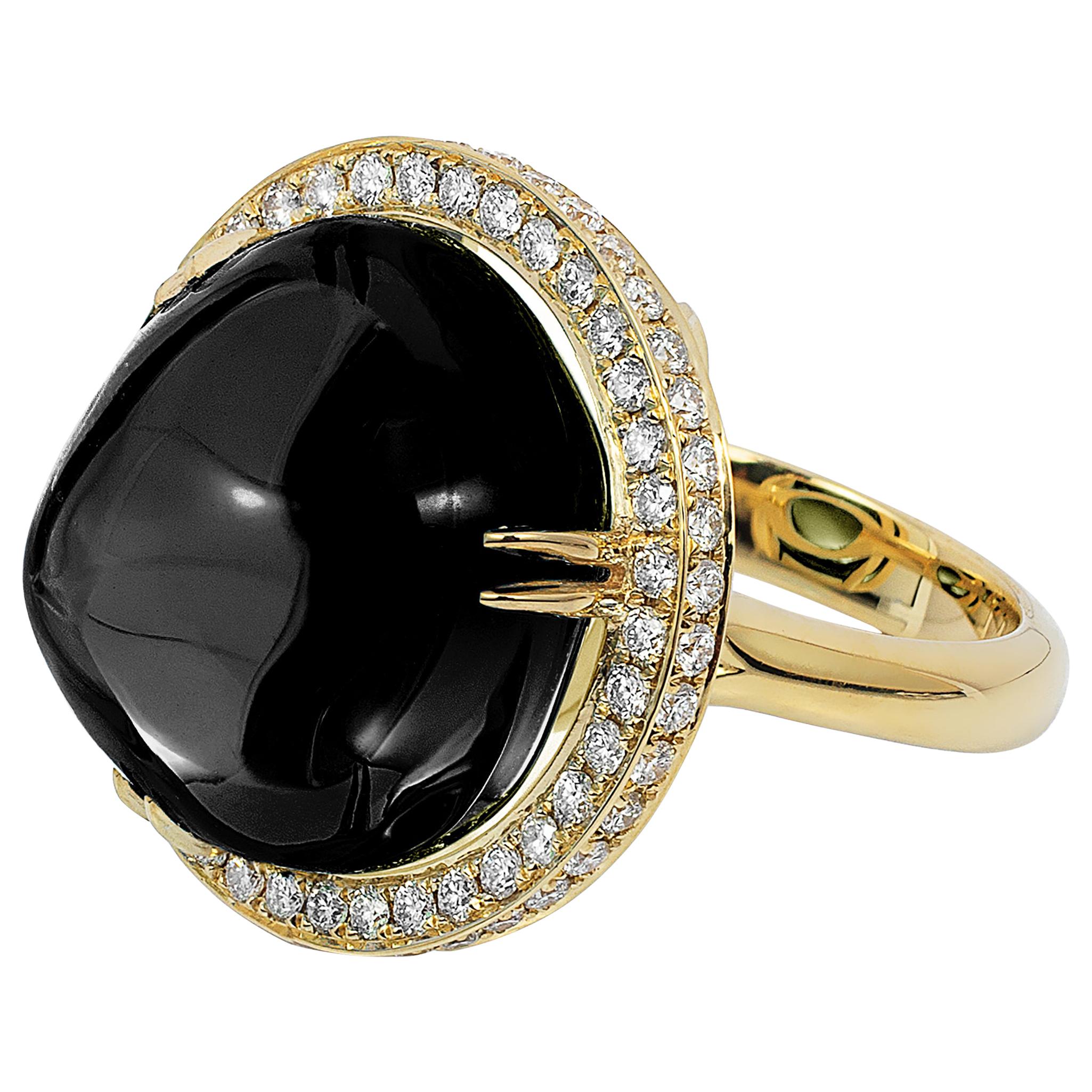 Goshwara Onyx Cabochon And Diamond Ring