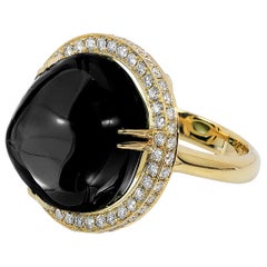Bague Goshwara en onyx cabochon et diamants