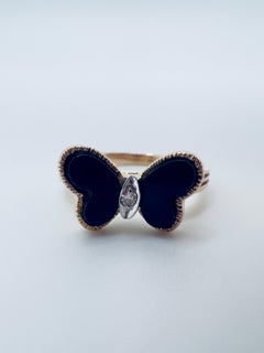 Onyx Butterfly Marquise Diamond Ring