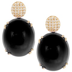 Goshwara Onyx Cab And Diamond Earrings