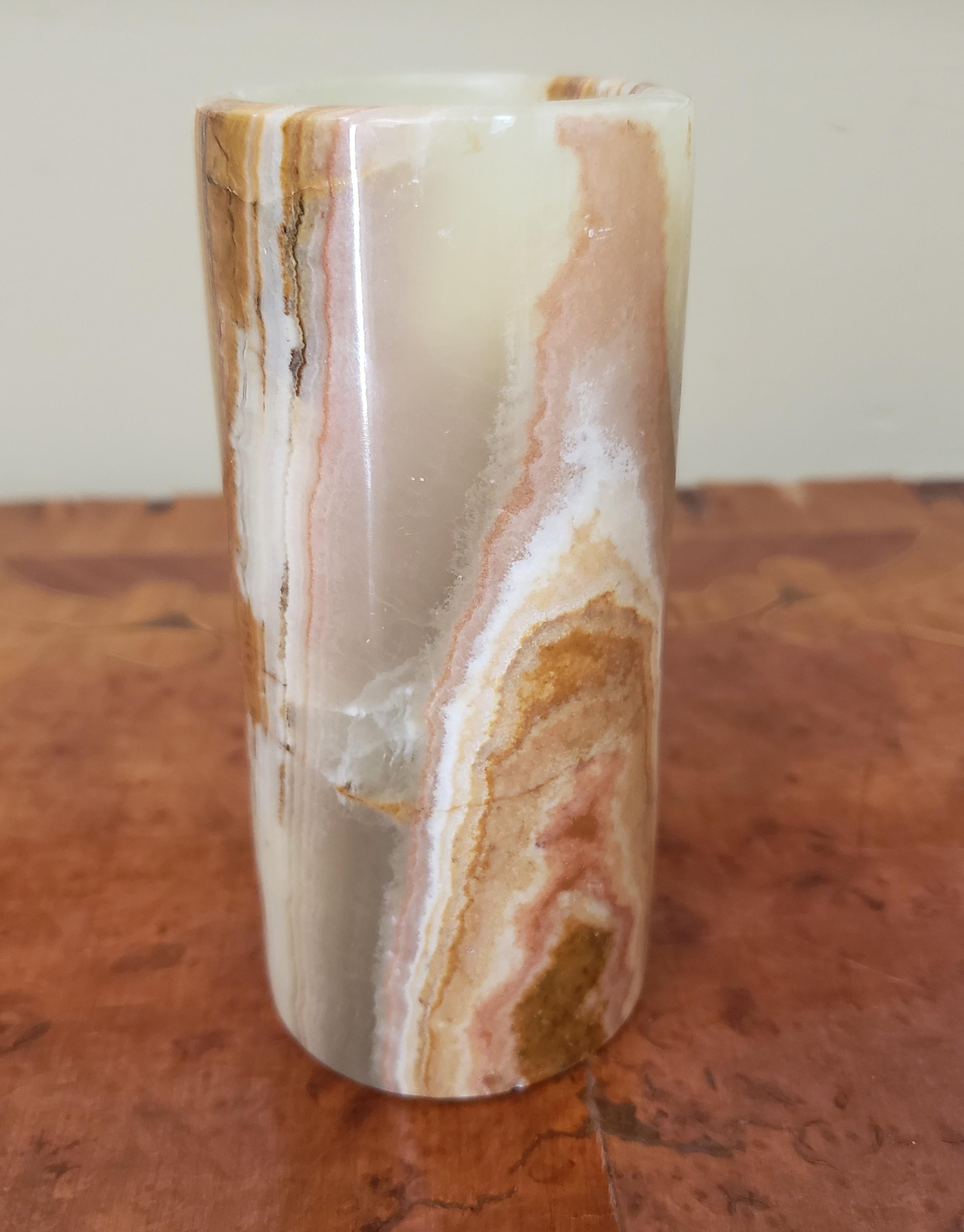 Modern Onyx Candle Holders, a Pair  For Sale