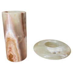 Onyx Candle Holders, a Pair 