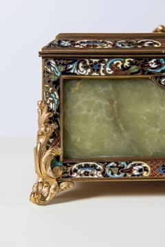 Onyx, Champlevé and Gilt Bronze Jewelry Box, Louis XV Style, France, circa 1890