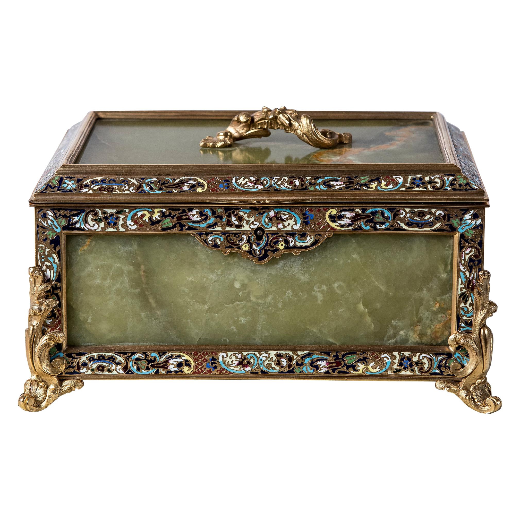 Antique French Cut Crystal Box with Bronze Mounts For Sale at 1stDibs