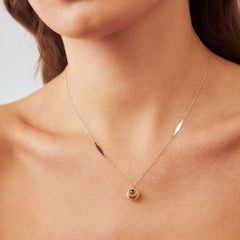 Onyx Charm Pendant Necklace 18" in 14K Solid Gold