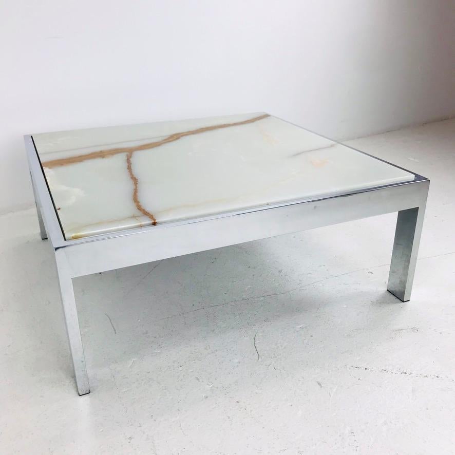 Modern Onyx & Chrome Coffee Table by Leon Rosen for Pace