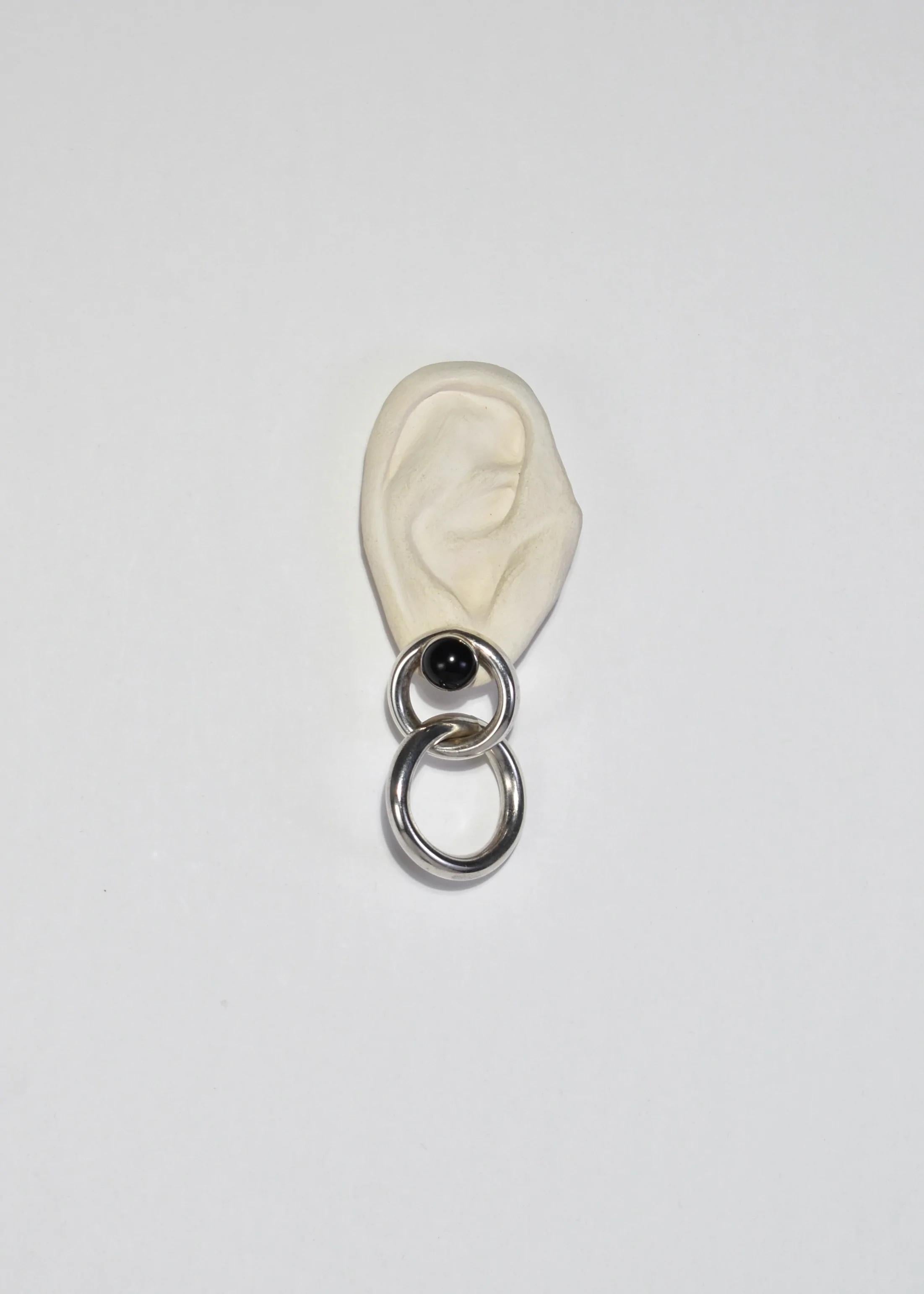 Cabochon Onyx Circle Earrings